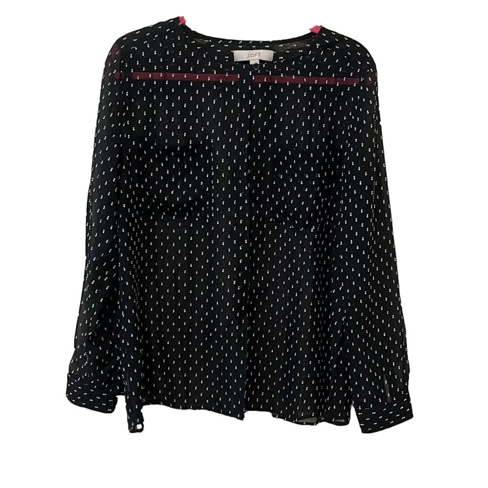 Loft black sheer blouse, large 🔵